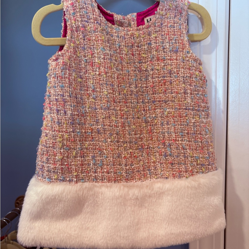 Tweed Dress with Faux Fur Christmas